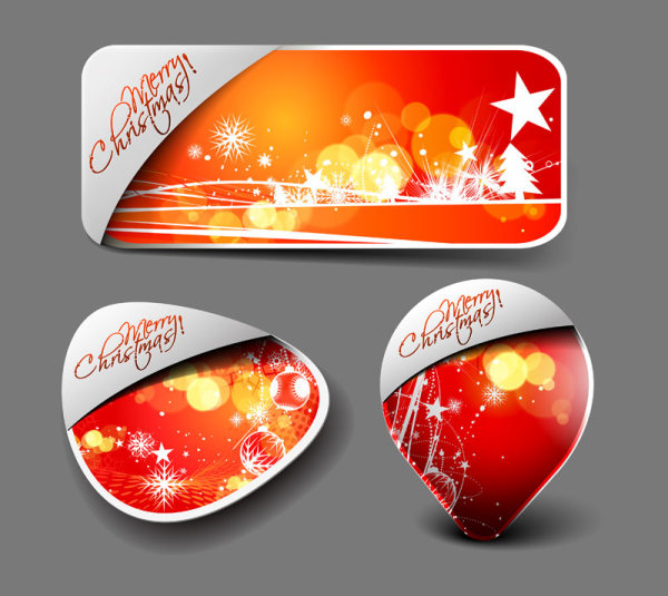 3 kind Cute Christmas labels vector  