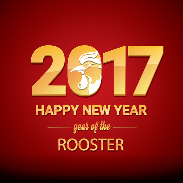 2017 Chinesisch Neujahr der Hahn roten Stile Hintergrundvektor 01  