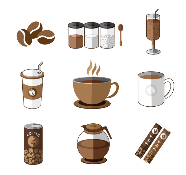 9コーヒーイラストデ​​ザインベクトル  