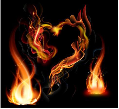 Abstract fire with heart vector  
