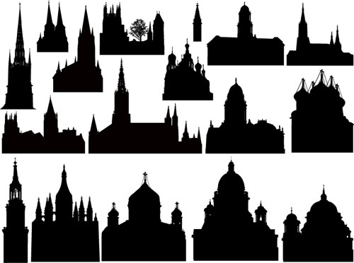 Ancient castle silhouetter vector 02  