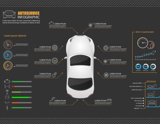 Auto Service infografica modello vettore 02  