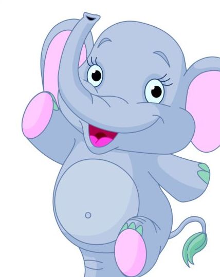 Baby elephant cute cartoon vector 02  