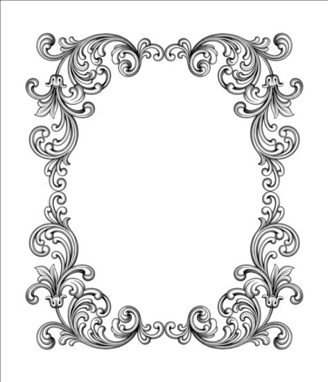 Barokke scroll frame vector  