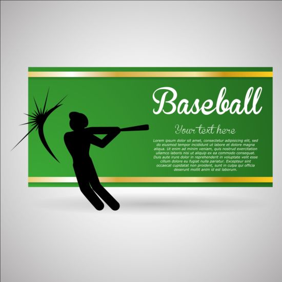 Baseball green banner with people silhouette vectors set 05  