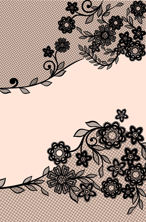 Black lace floral creative background 01  