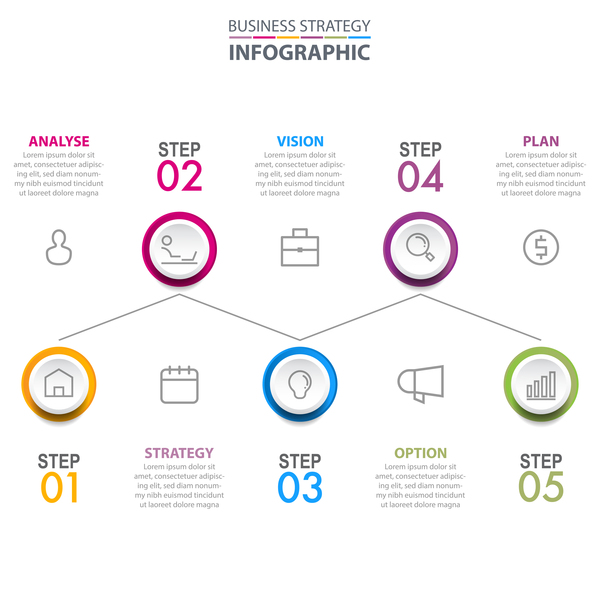 Infographic Schablonenvektor 03 der Geschäftsstrategie  