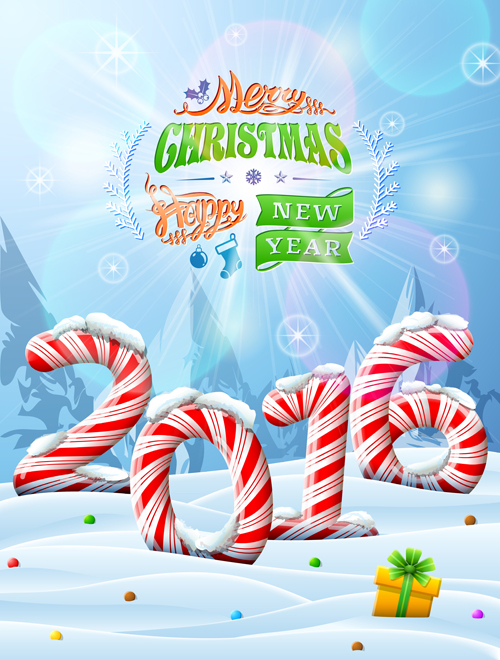 Candy 2016 christmas with new year design vector  