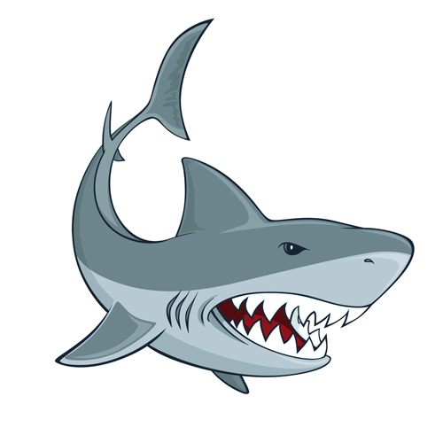 Cartoon funny shark vector material 02  