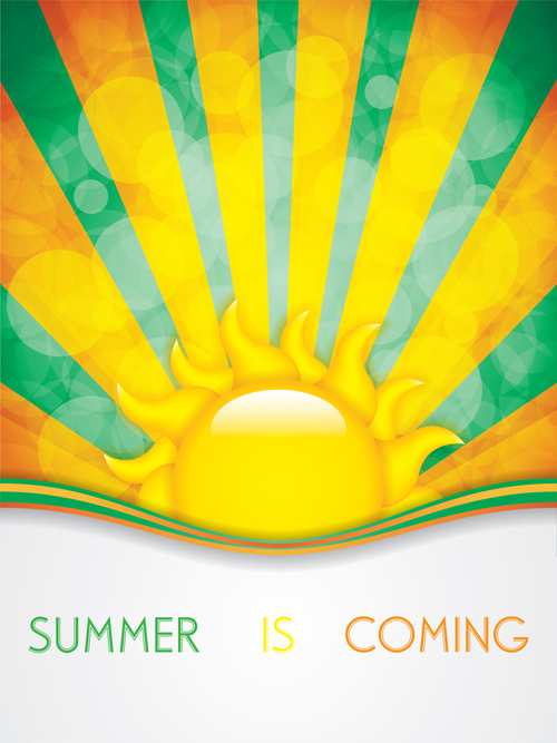 Cartoon sun with summer backgrond vector 02  