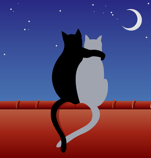 Cats love with moon vector 01  