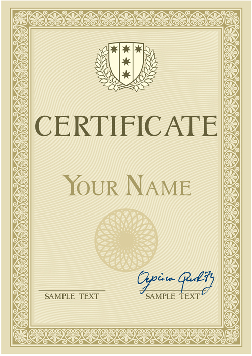 Commonly Certificate cover vector template 05  