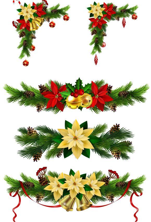 ボーダーベクトル02とクリスマスの飾り装飾  