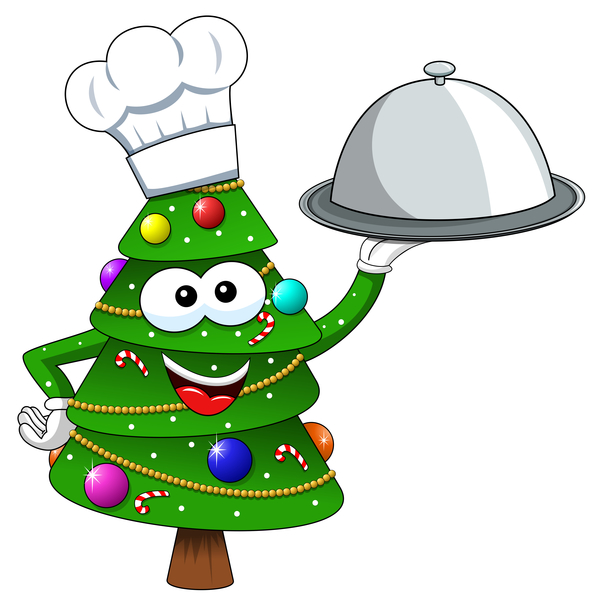 Arbre de Noël avec dessin animé cook vector 01  