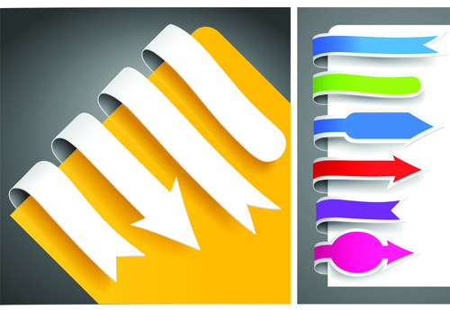 Colour bookmarks with arrow vector graphics 02  