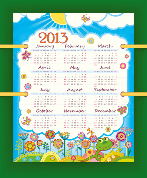 Creative Calendar grids 2013 design vector 02  