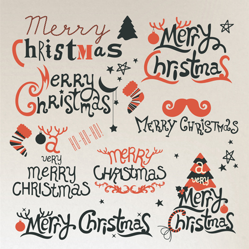 Creative christmas calligraphy design vector set 03  