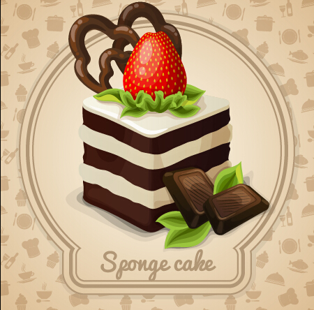 Cute cake card design vectors 02  