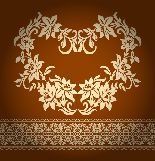 Decor floral with ornate background vintage styles vector 07  