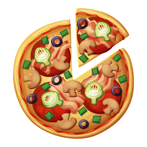Delicious pizza design vector material 05  