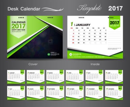 Calendario scrivania 2017 vettoriali modello 03  