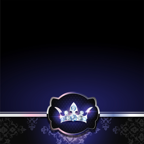 Diamond crown with dark blue VIP invitation card vector 14  