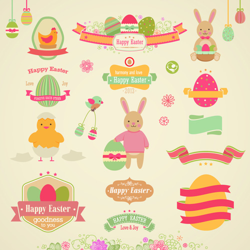 Vintage Easter Elements vector 01  