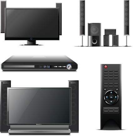 Set of Electronics lcd TV elements vector 03  