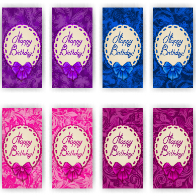 Elegant birthday bow cards vector 02  