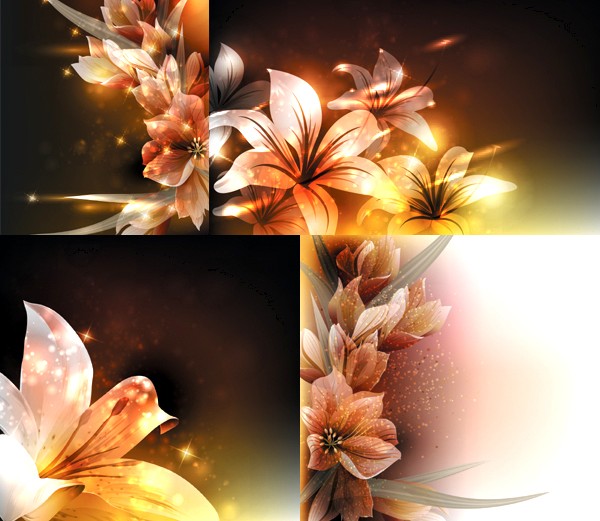Fantasy flower beautiful background set vector  