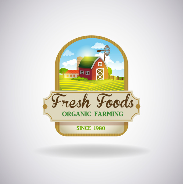 Farm natural fresh organic label design vector 05  