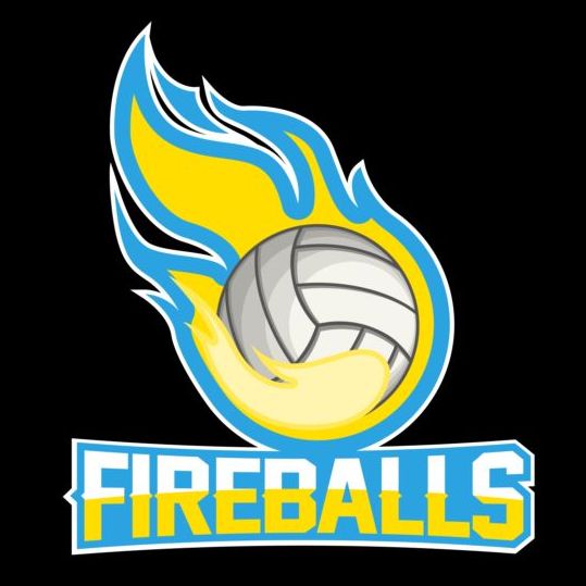 Flame with volleyball logos vector  