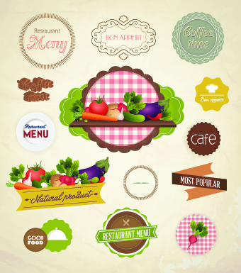 Fresh food labels design vector 03  