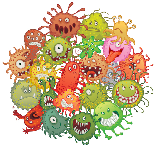 Funny bacteria cartoon styles vector 01  