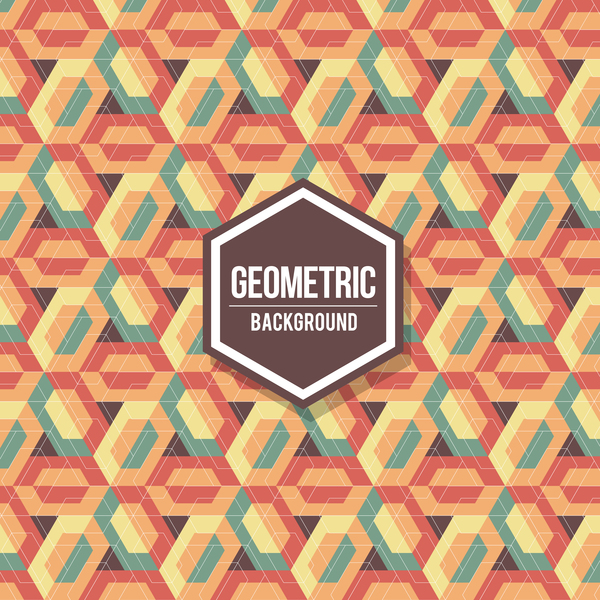 Geometric pattern with retro background vector 06  