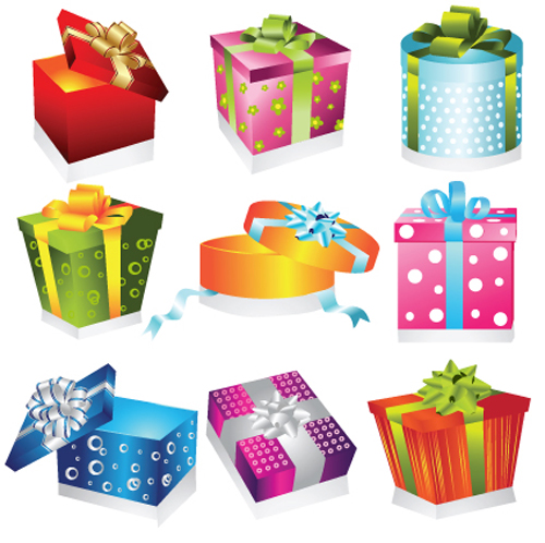 Vivid Colored Gifts Box vector graphics 01  