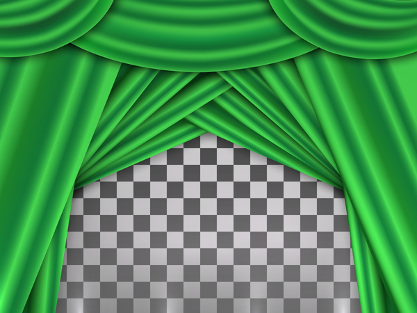 緑のカーテンの背景イラスト  