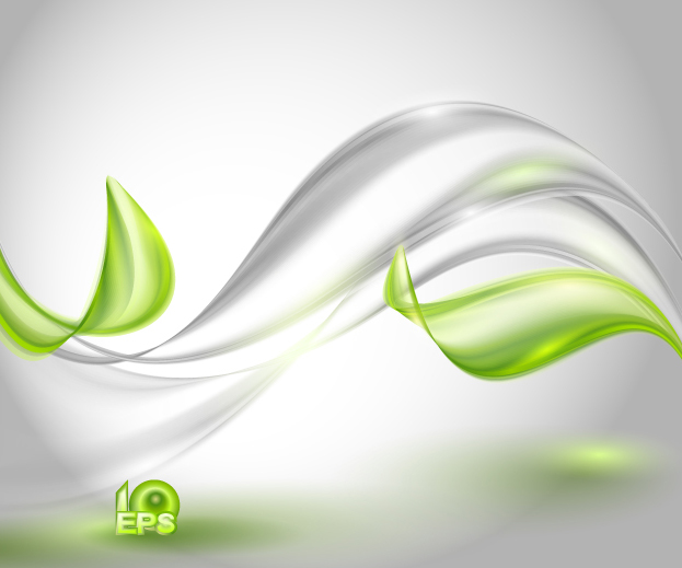 Green wavy transparent abstract backgrounds vector 05  