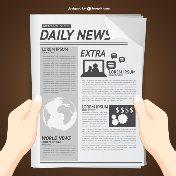 Hands with newspaper vector material  