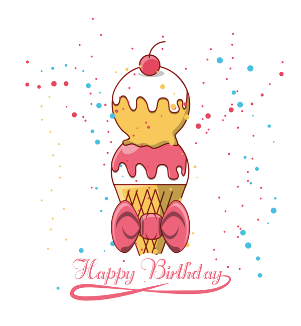 Happy birthday ice cream background vectors  