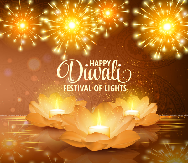 Glückliches diwali mit Festival des hellen Hintergrundvektors 11  