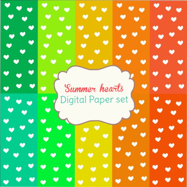 Heart paper with summer background vector 02  