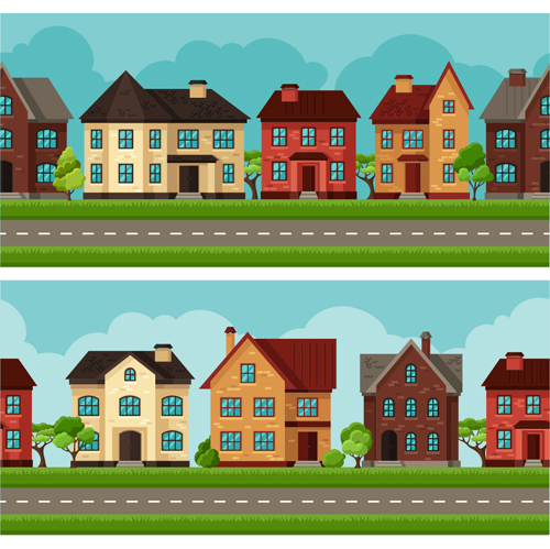 House flat style vector background 01  