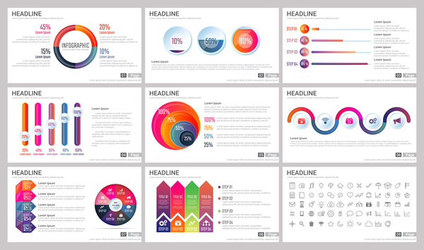 Riesige Sammlung von Business Infografik Vektoren 09  