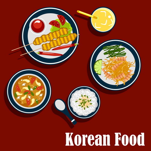Vecteur de conception de cuisine coréenne 03  