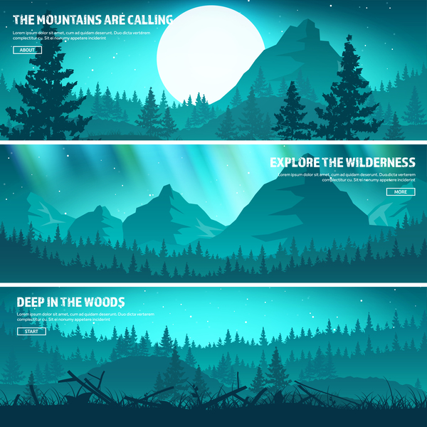 Nature landscape banners template vectors material 03  