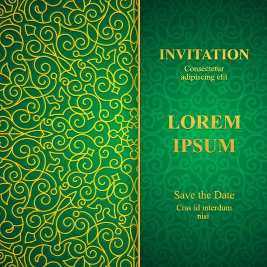 Orante grüne Hochzeits-Einladungskarten Design Vektor 10  