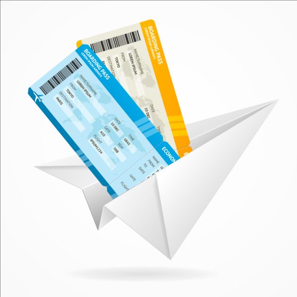 Paper airplane with airline tickets vector  