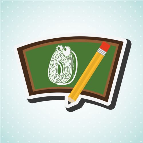 Pencel with blackboard vector sticker  