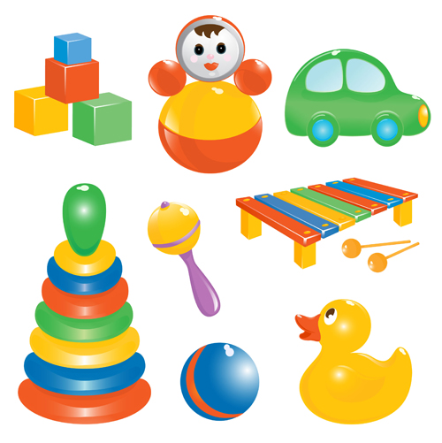 Realistic children toys creative design graphics 03  
